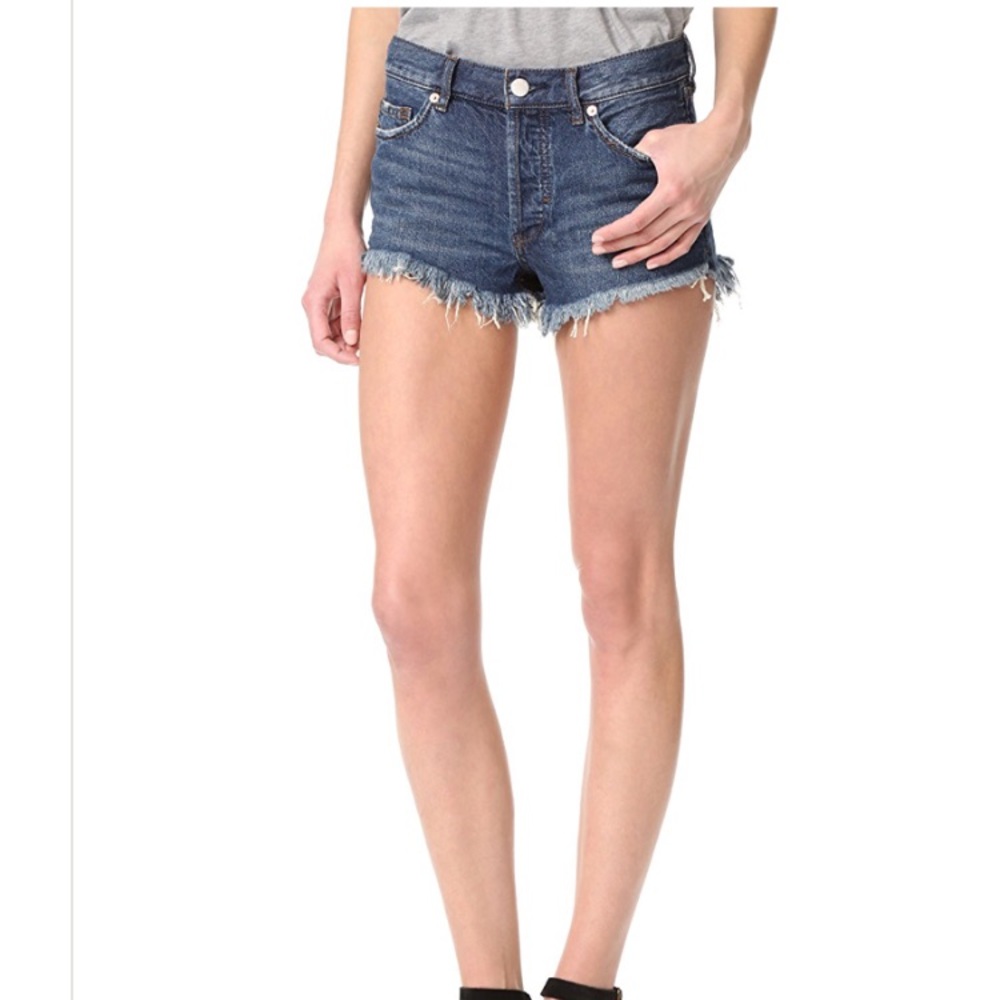 Free People Denim Cutoff Shorts, Blue, 24, EUC